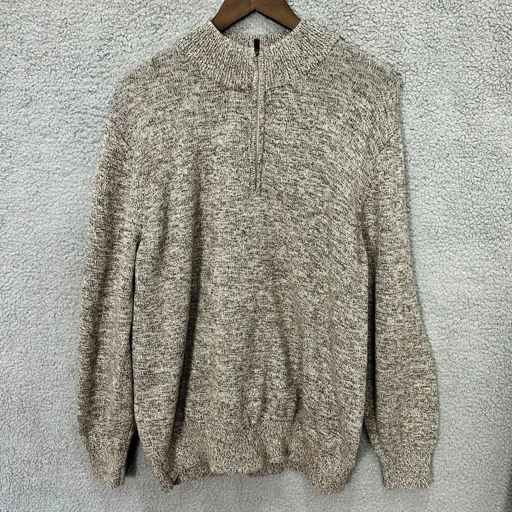 Oak Hill 1/4 Zip Pullover Sweater Mens 2XL  Brown Cotton Heritage Preppy Capsule